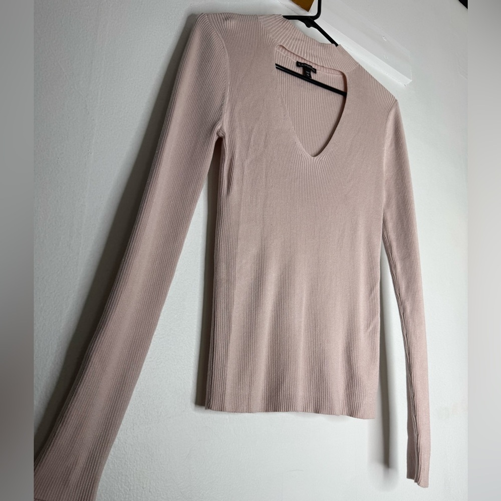 Express Soft Pink Ribbed Knit Top